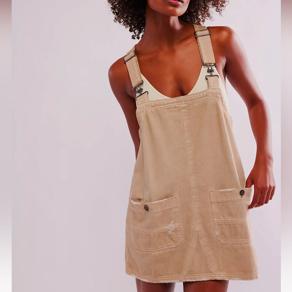 Free People Yellow corduroy overall dress